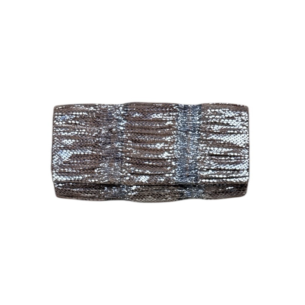 Jessica McClintock Sequin Clutch Metallic Tan Silver Evening Bag Removable Chain